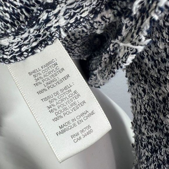 Navy/White Rebecca Taylor Stretch-Boucle Crop Jacket Size 8 - Picture 16 of 16